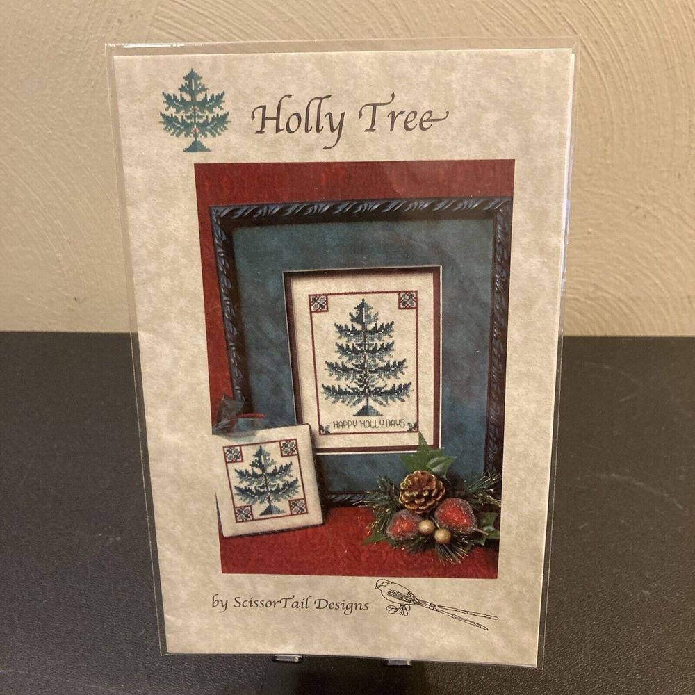 ScissorTail Designs Holly Tree Cross Stitch Chart Pattern Christmas Winter
